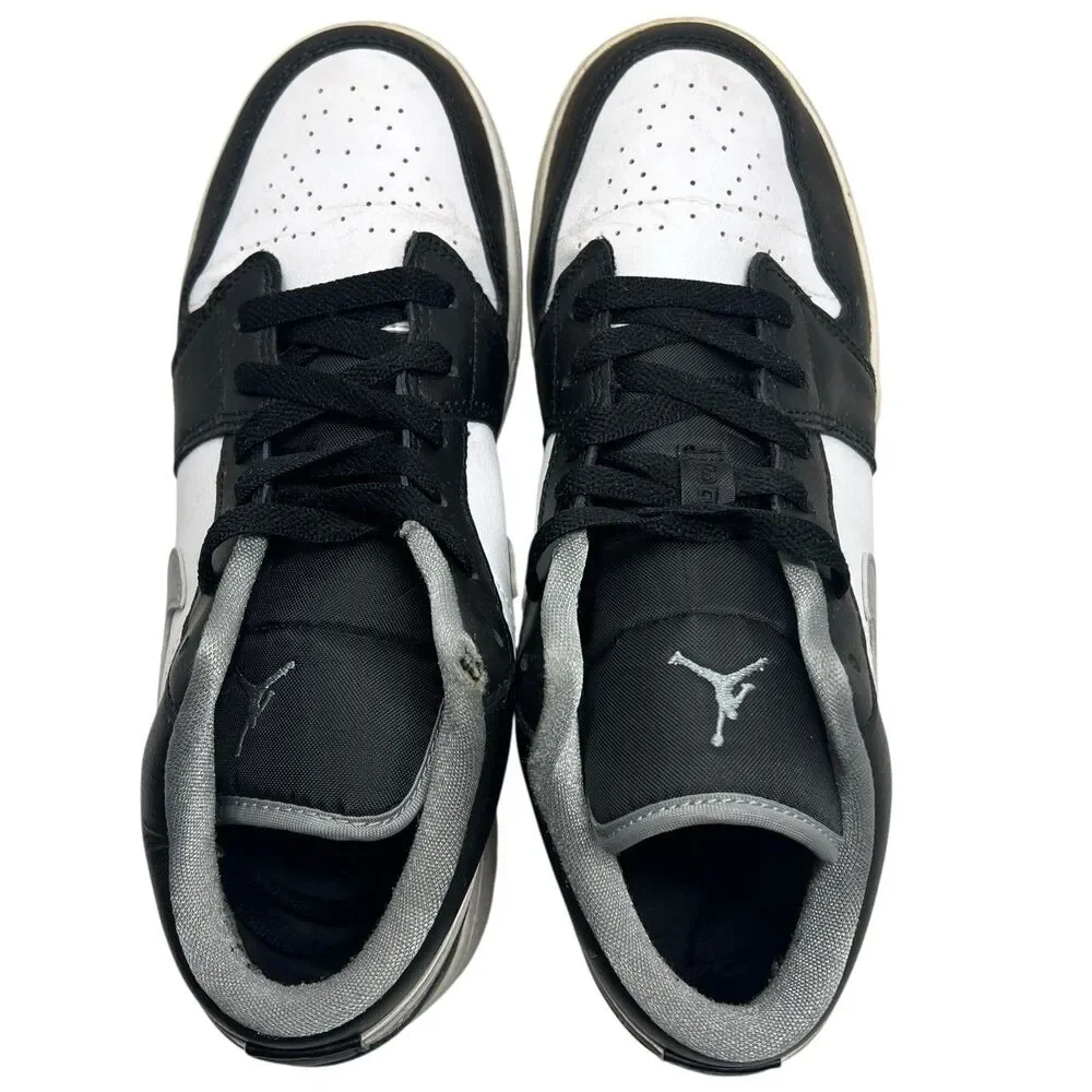 Nike Air Jordan 1 Low‎ GS Youth 6.5Y Black White Gray Leather 553560-040